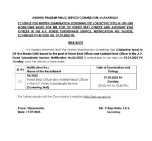 APPSC FBO 2025 Prelims Exam Date